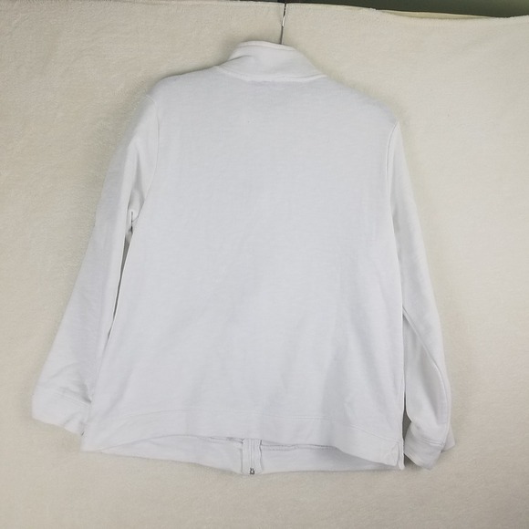 Croft & Barrow Womens White Full Zip Sweatshirt Jacket Size XL Mock Neck Pockets - Picture 3 of 6